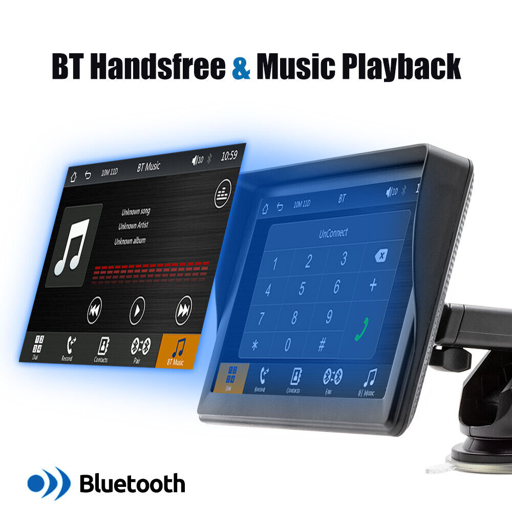7" Portable Wireless Apple Carplay Android auto Car Stereo Radio Bluetooth+CAM