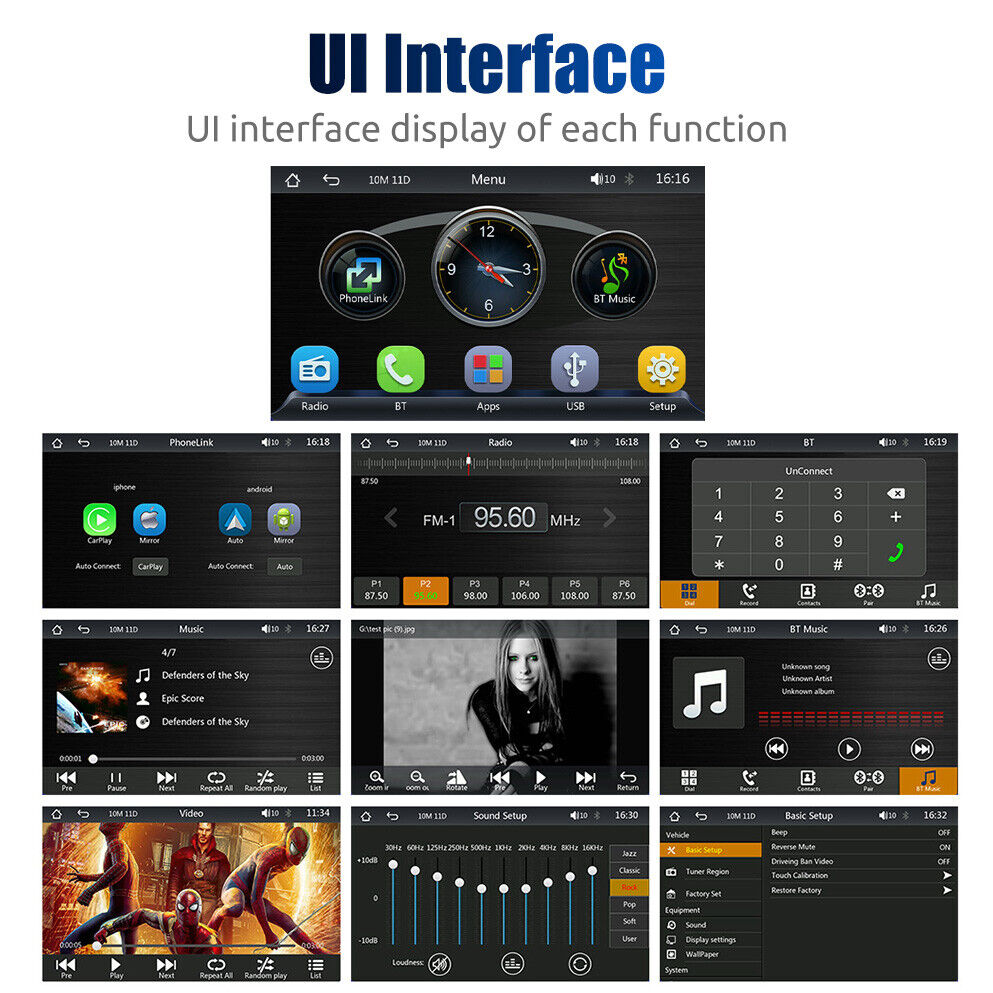 7" Portable Wireless Apple Carplay Android auto Car Stereo Radio Bluetooth+CAM