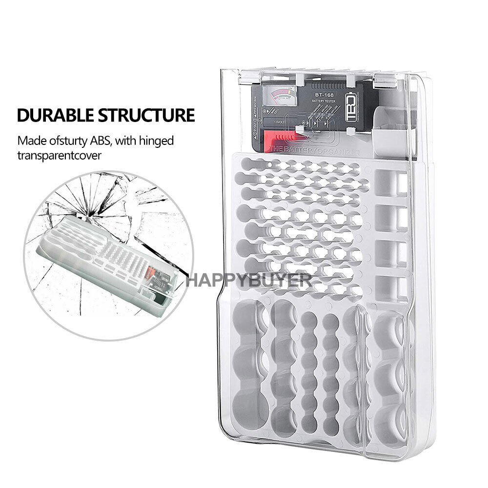 Battery Storage Organiser Holder with Tester-Battery Caddy Rack Case Box 93 Slot