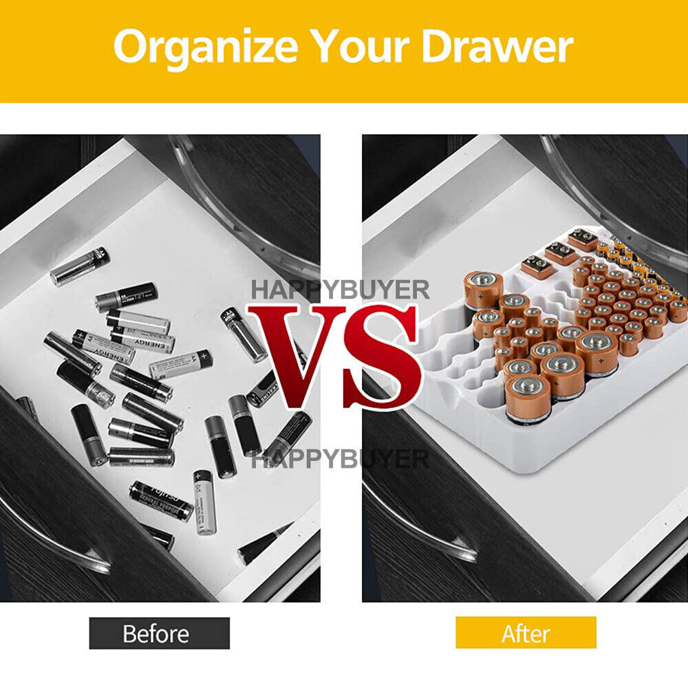 Battery Storage Organiser Holder with Tester-Battery Caddy Rack Case Box 93 Slot