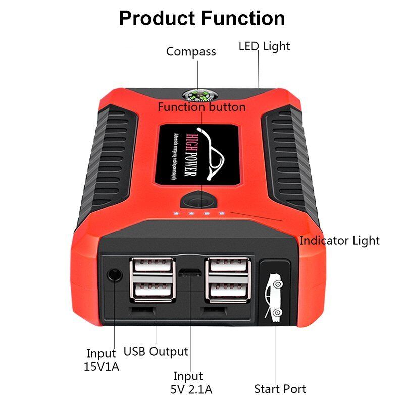 Car Jump Starter 99800mAh Power Bank Pack Vehicle Charger Battery Engine Booster