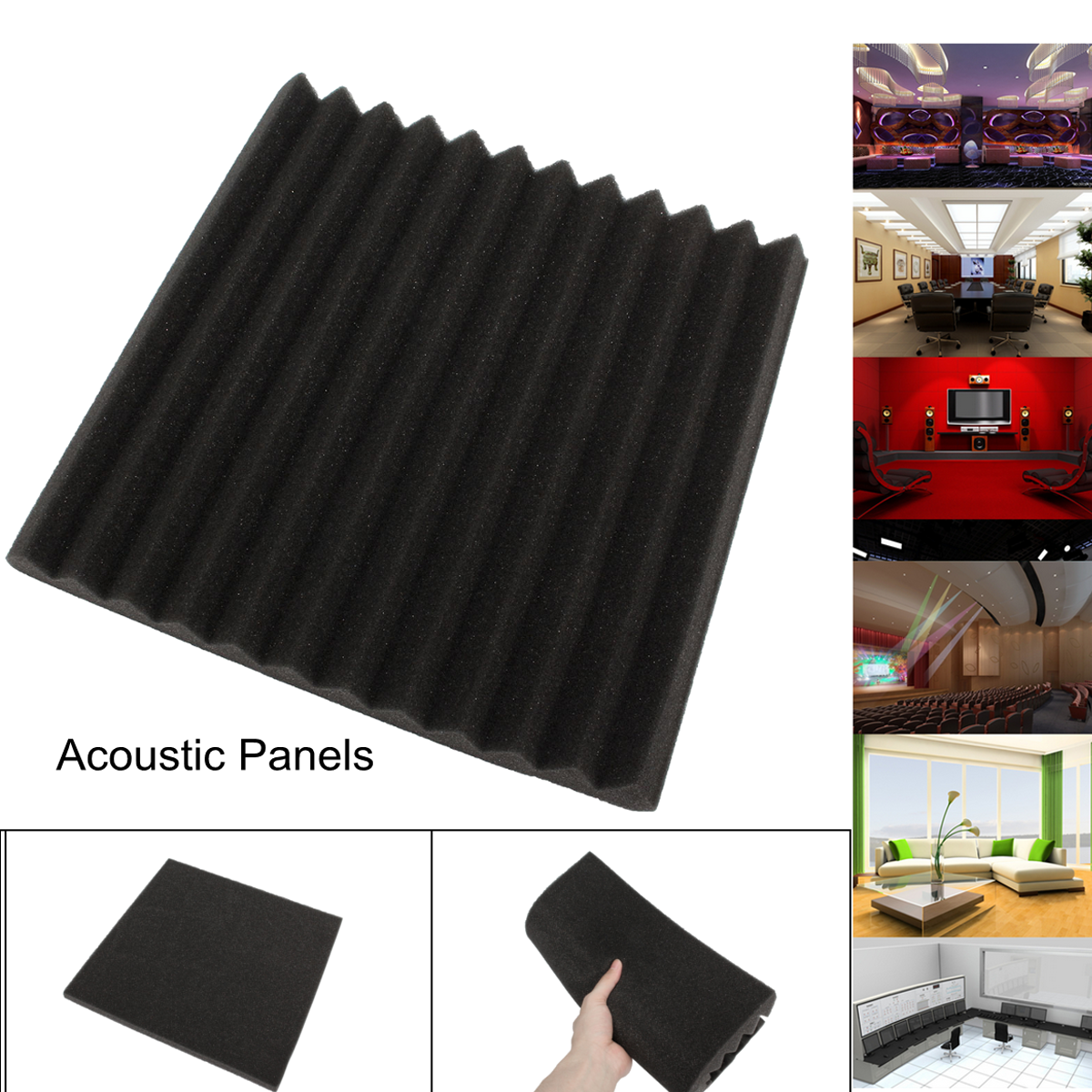 Studio Acoustic Foam Sound Absorbtion Proofing Panels Wedge Soundproof