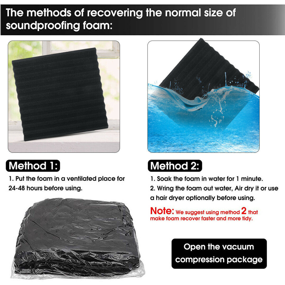 Studio Acoustic Foam Sound Absorbtion Proofing Panels Wedge Soundproof