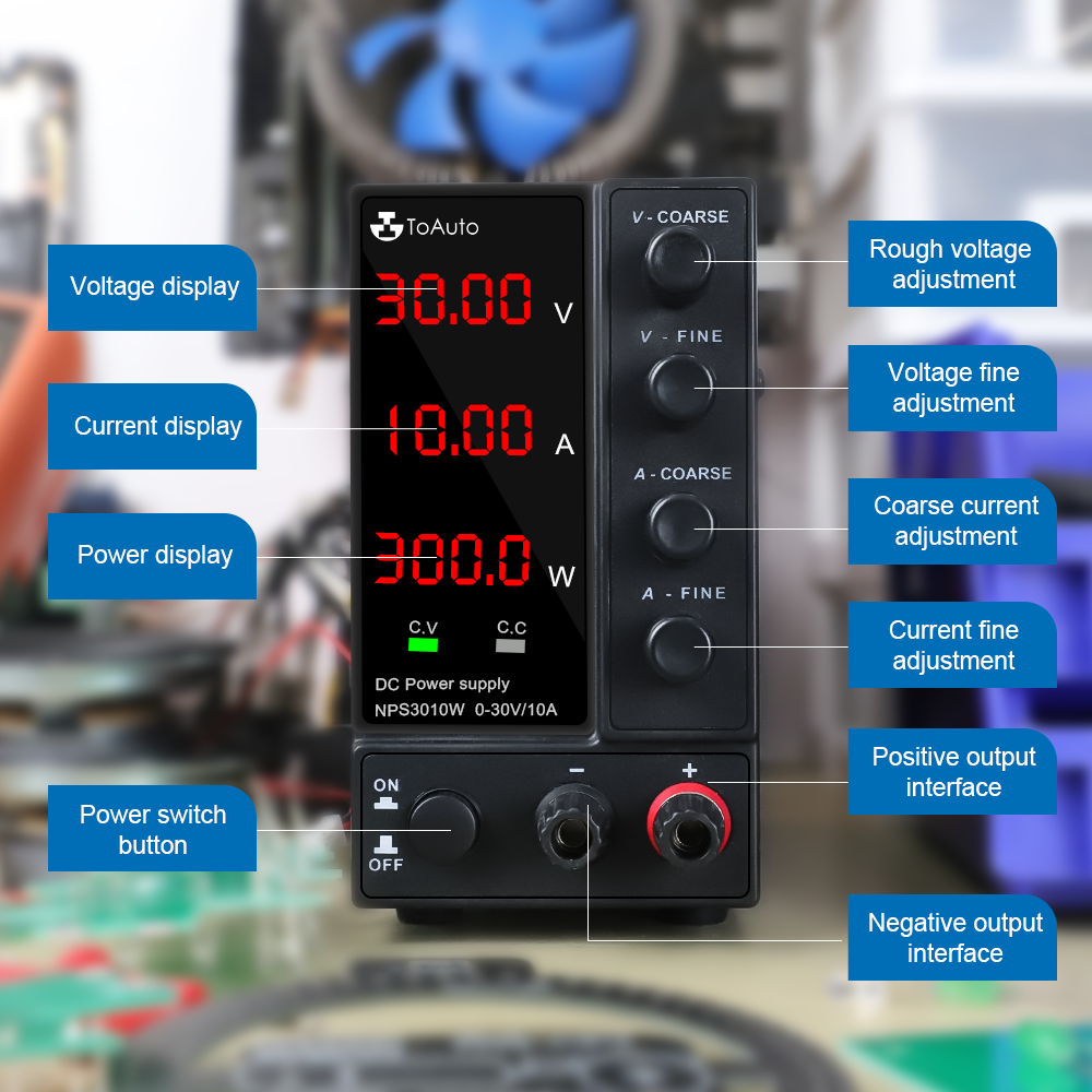 Adjustable DC Power Supply 30V 10A/6A Precision LED Digital Variable Switching