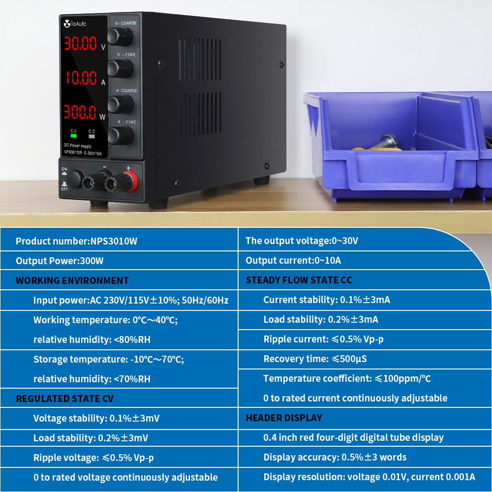 Adjustable DC Power Supply 30V 10A/6A Precision LED Digital Variable Switching