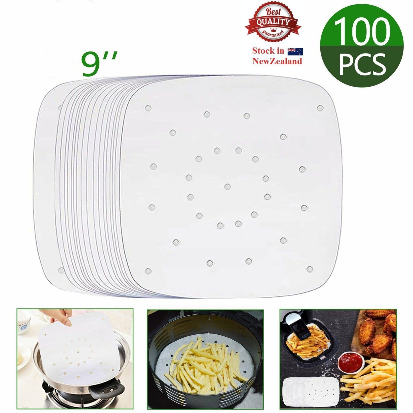 100pcs Air Fryer Liners Perforated Parchment Paper Square Non-Stick A