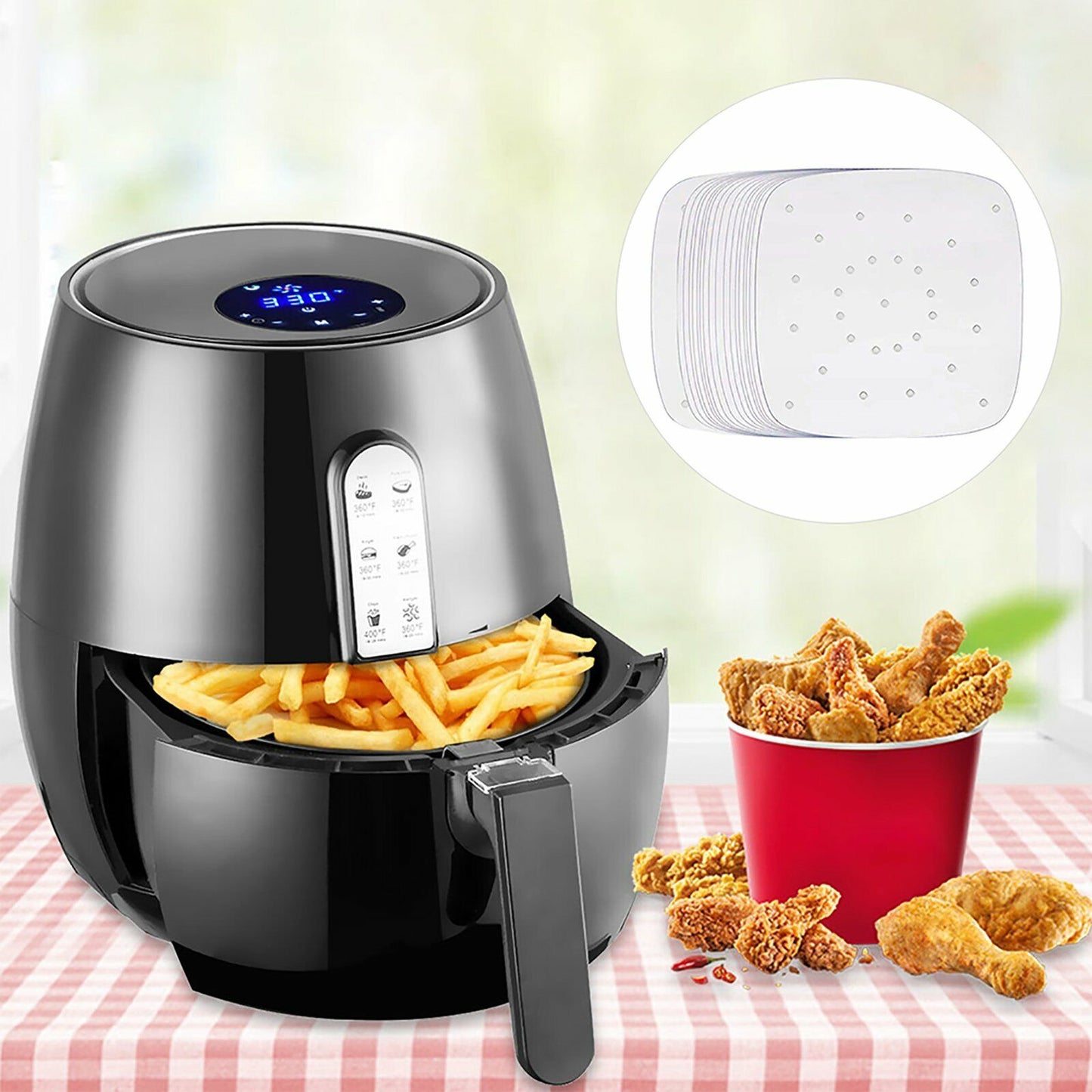 100pcs Air Fryer Liners Perforated Parchment Paper Square Non-Stick A