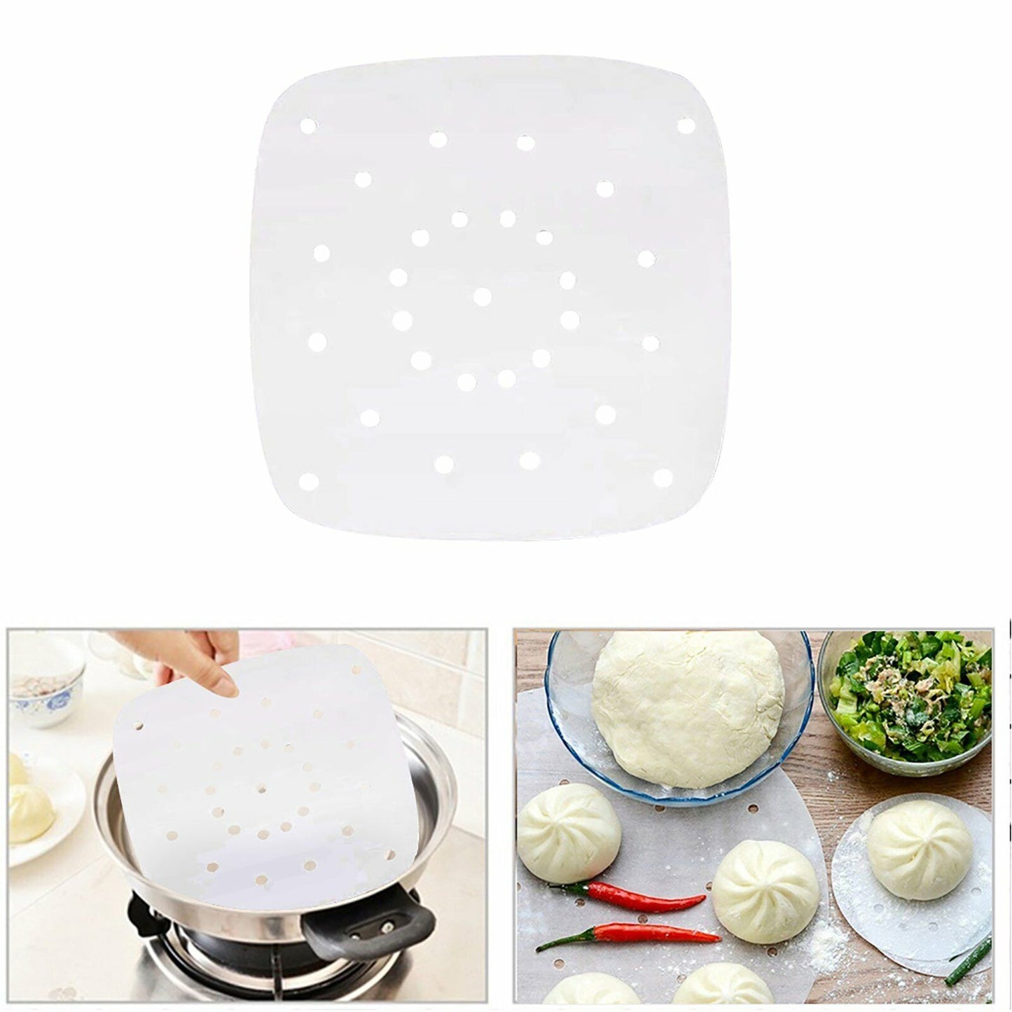100pcs Air Fryer Liners Perforated Parchment Paper Square Non-Stick A