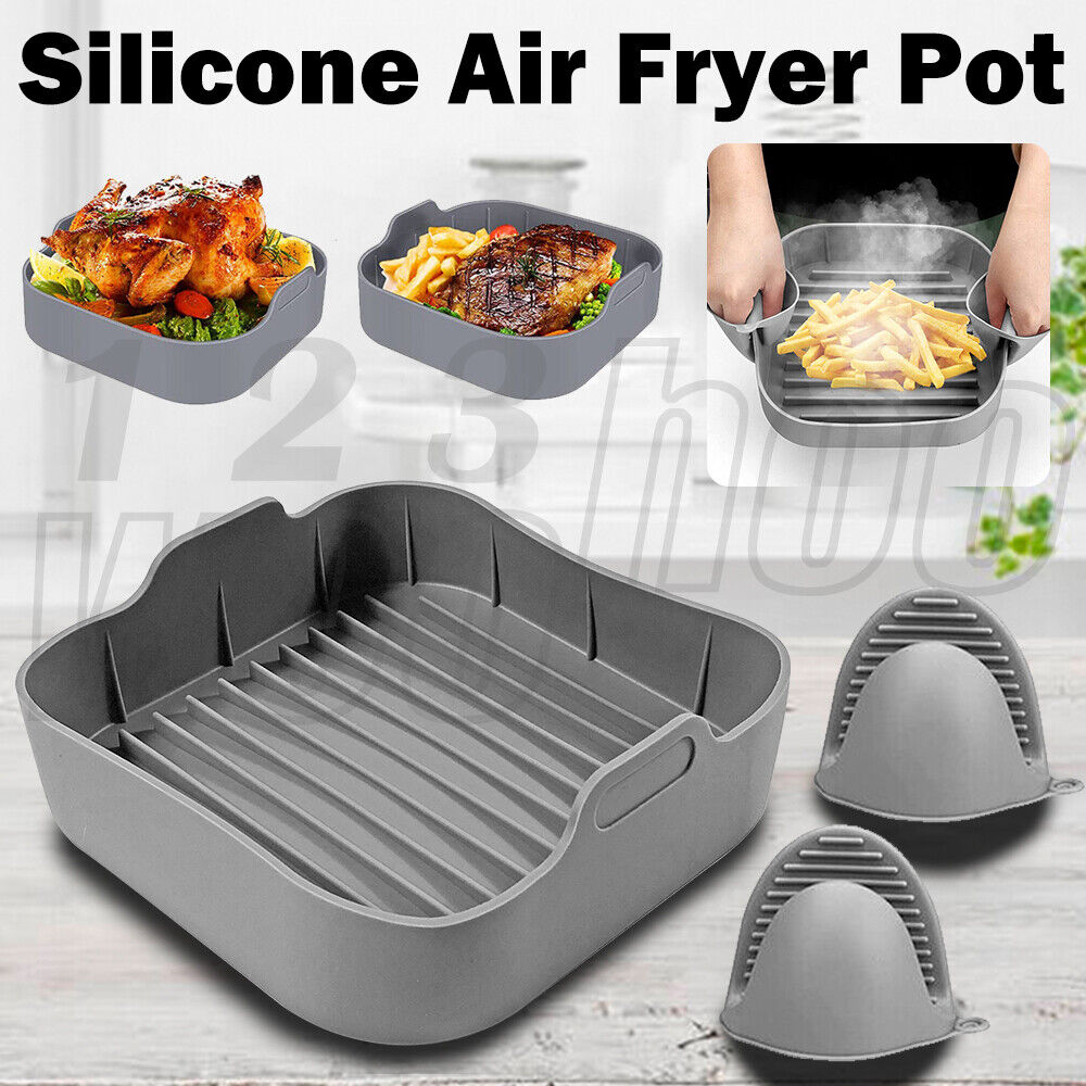 Air Fryer Accessories Basket Silicone Pot Baking Tray Mat Oven Nonstick Reusable