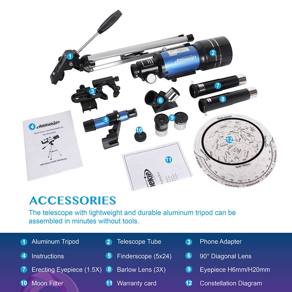 Astronomical Telescope With Tripod 150x Zoom HD Outdoor Monocular 70mm Aperture