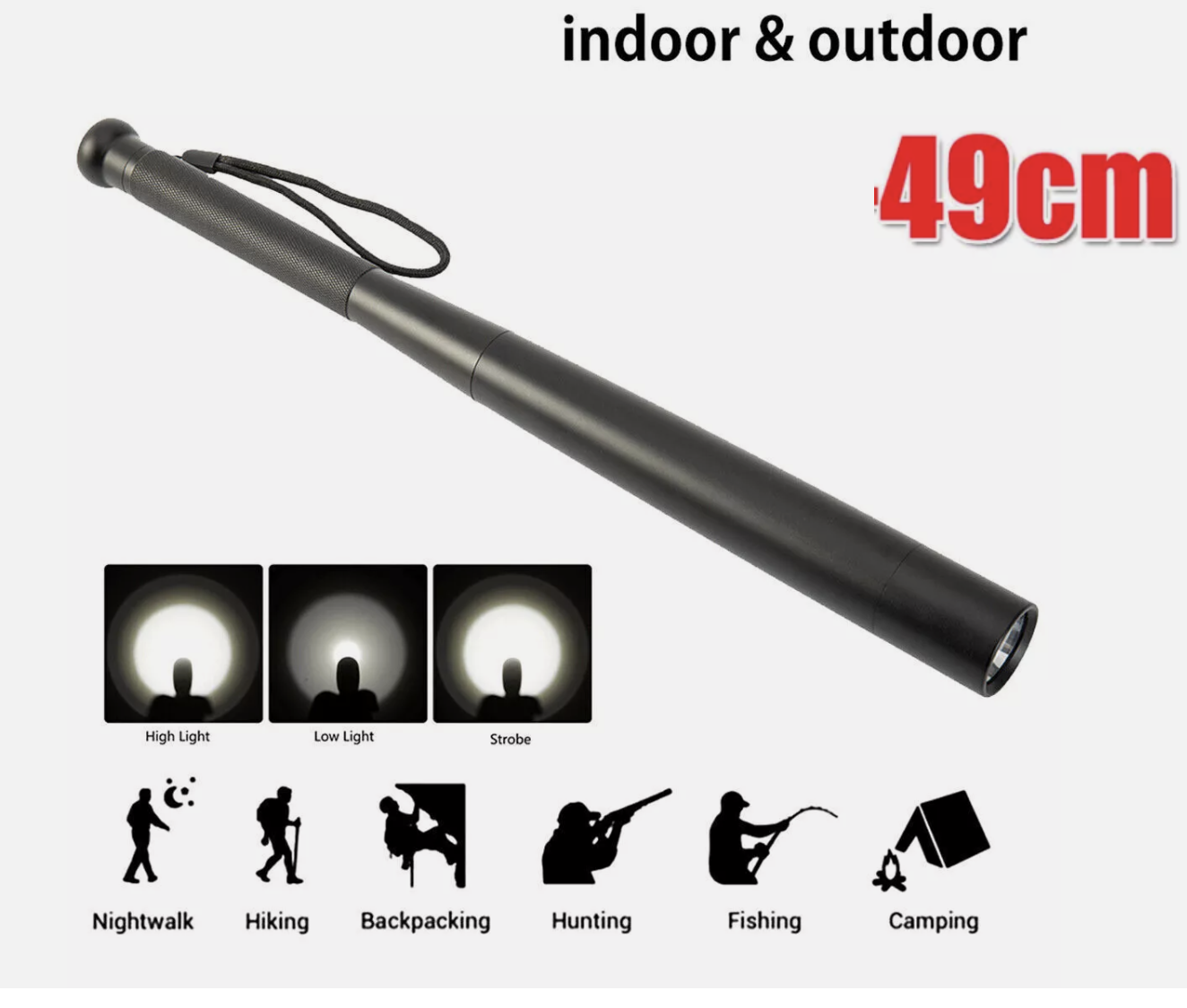 Baseball LED Flashlight Security Waterproof Bright Baton Aluminum Alloy Torch