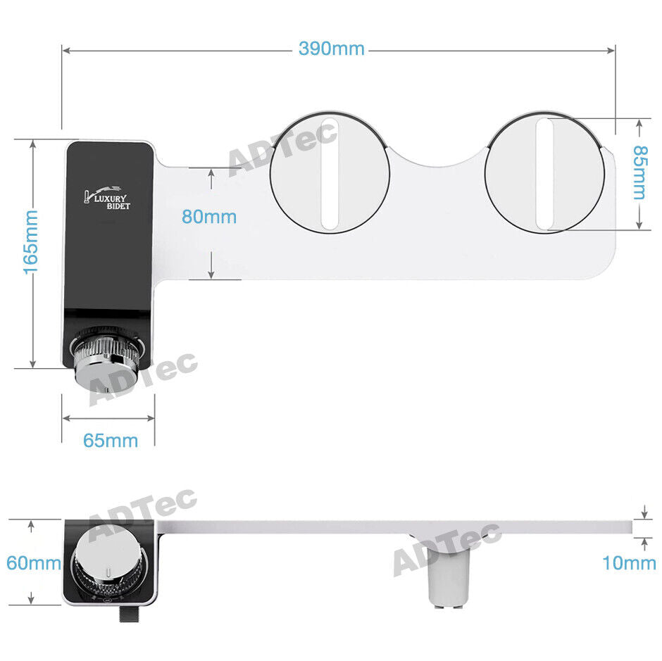 Bidet Toilet Seat Dual Nozzles Self-Cleaning Wash Cold Water Sprayer