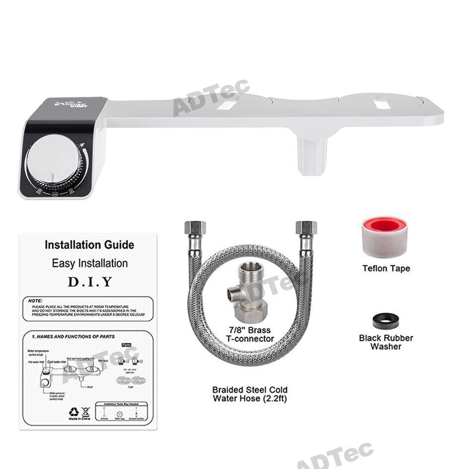 Bidet Toilet Seat Dual Nozzles Self-Cleaning Wash Cold Water Sprayer