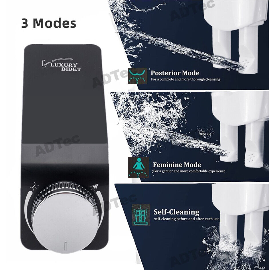 Bidet Toilet Seat Dual Nozzles Self-Cleaning Wash Cold Water Sprayer