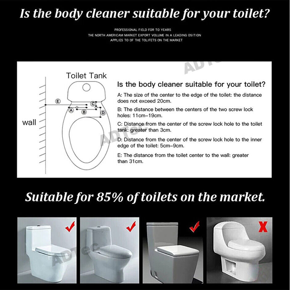 Bidet Toilet Seat Dual Nozzles Self-Cleaning Wash Cold Water Sprayer