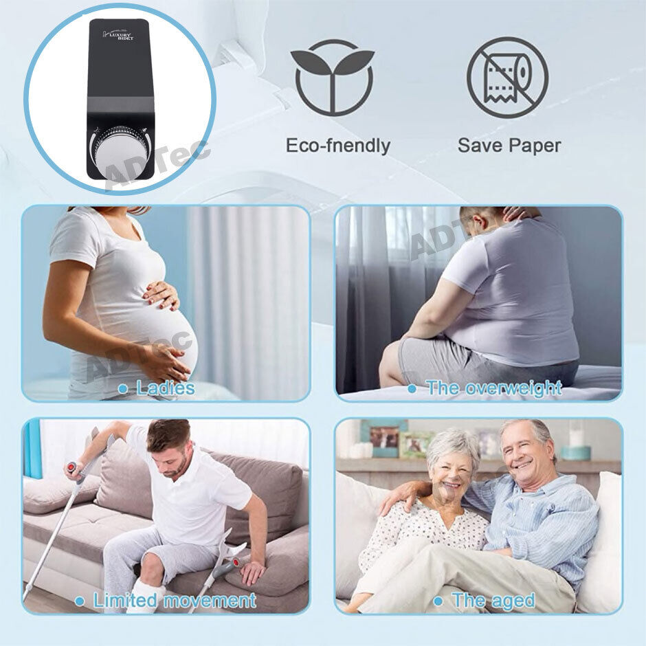 Bidet Toilet Seat Dual Nozzles Self-Cleaning Wash Cold Water Sprayer