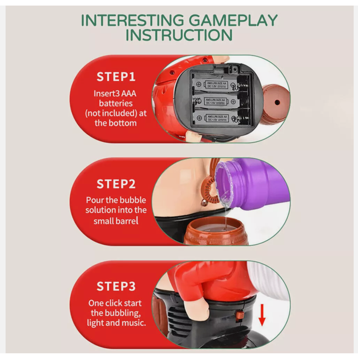 Bubble Maker Toy Santa Claus Funny Music Automatic Fart Bubble Blower Lights DM