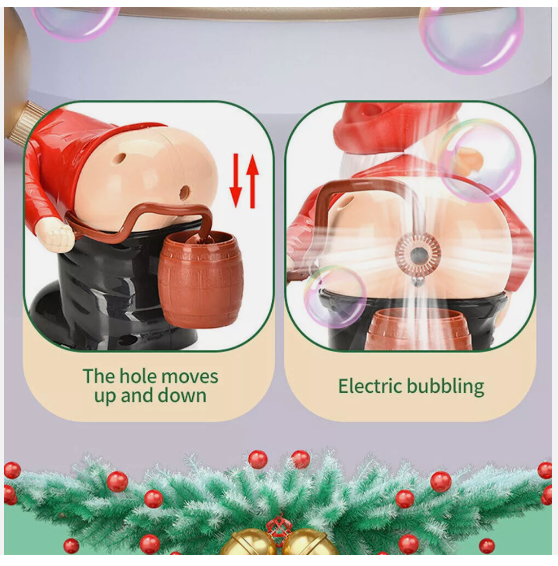 Bubble Maker Toy Santa Claus Funny Music Automatic Fart Bubble Blower Lights DM