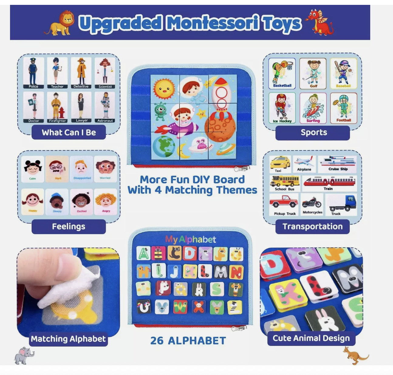 Busy Board Montessori Toys for Toddler Sensory Learning Fine Motor Skills Toys