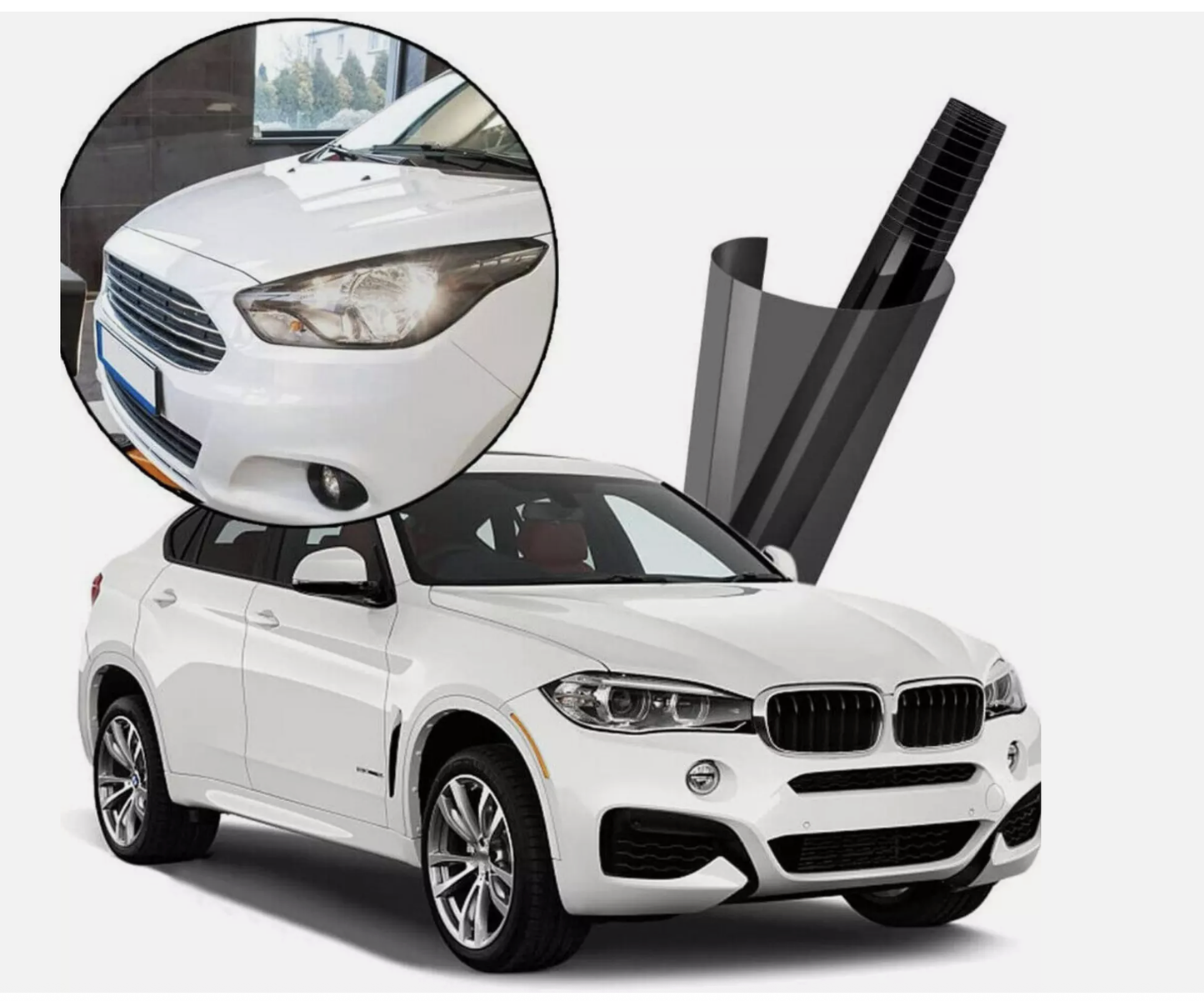 Light Smoke Black 2Mx30CM Car Headlight Tint Wrap Tail Fog Light Vinyl Wrap Kit