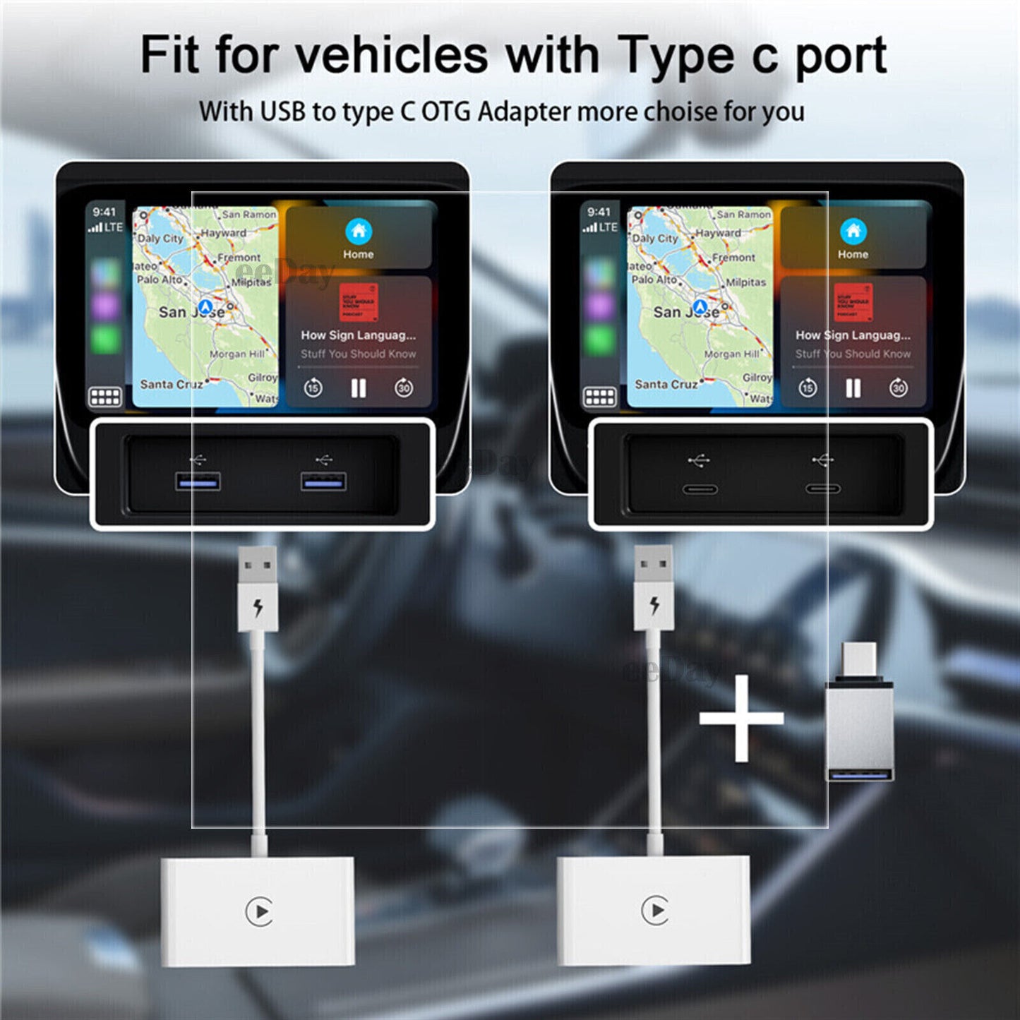 USB Wireless CarPlay Adapter Dongle For Apple iOS Car Auto Navigation Player NEW