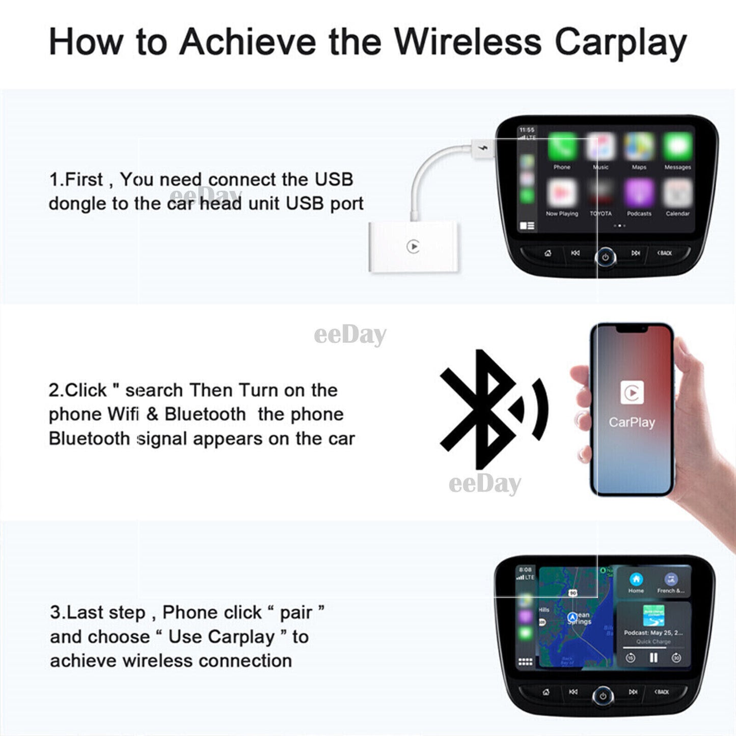 USB Wireless CarPlay Adapter Dongle For Apple iOS Car Auto Navigation Player NEW