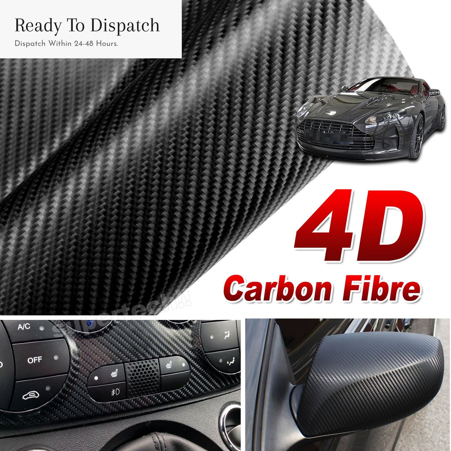 Carbon Fibre Vinyl Car Wrap 151cmX50cm
