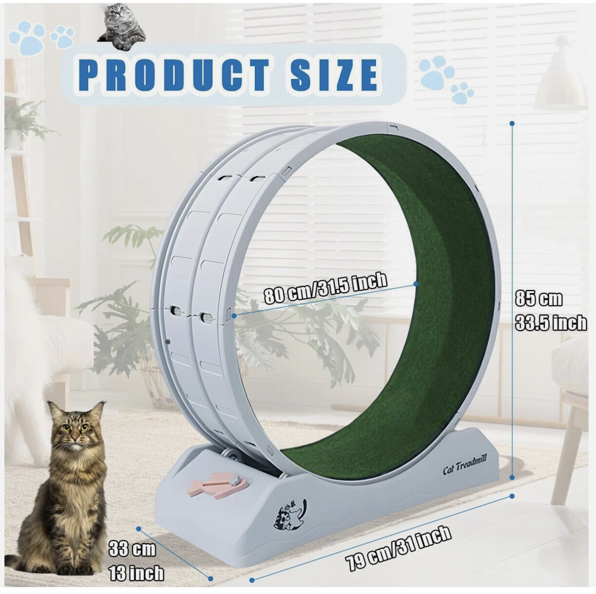 Cat Wheel Running Toy Fitness Exerciser Workout Treadmill Machine Circle Wood