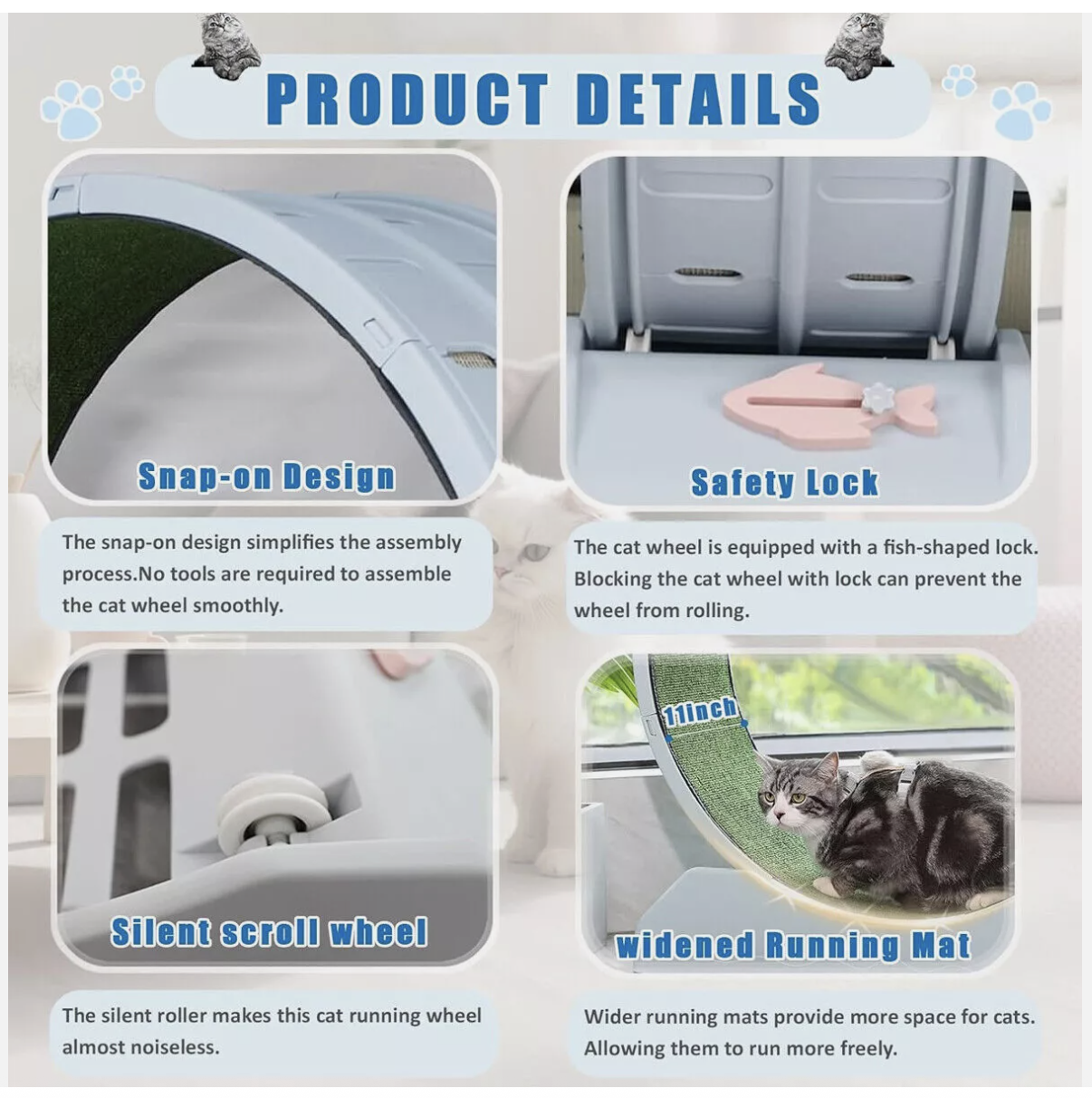 Cat Wheel Running Toy Fitness Exerciser Workout Treadmill Machine Circle Wood