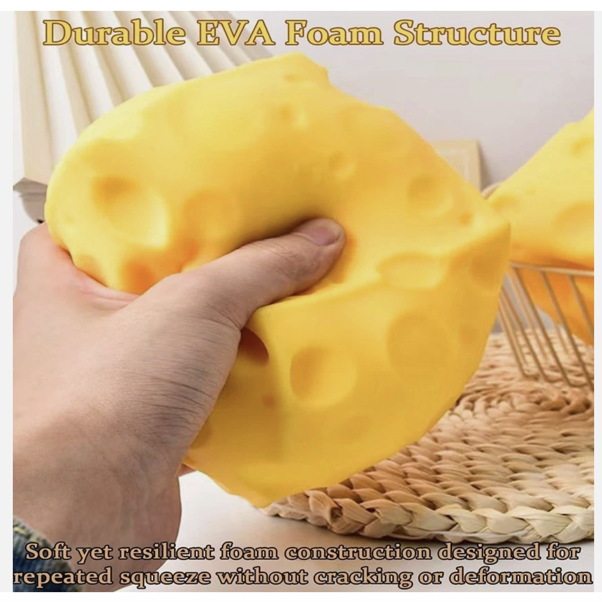 Giant Cheese Kid Squishy Slow Rising Fidget Sensory Toy Squeeze Stress Ball 12CM