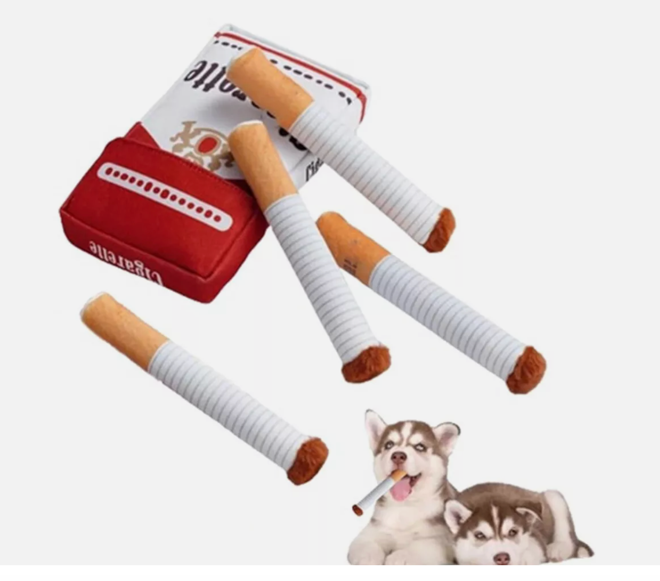Giggles Interactive Cigarettes Dog Toy Teething Toys Funny Squeaky Cigars Plush
