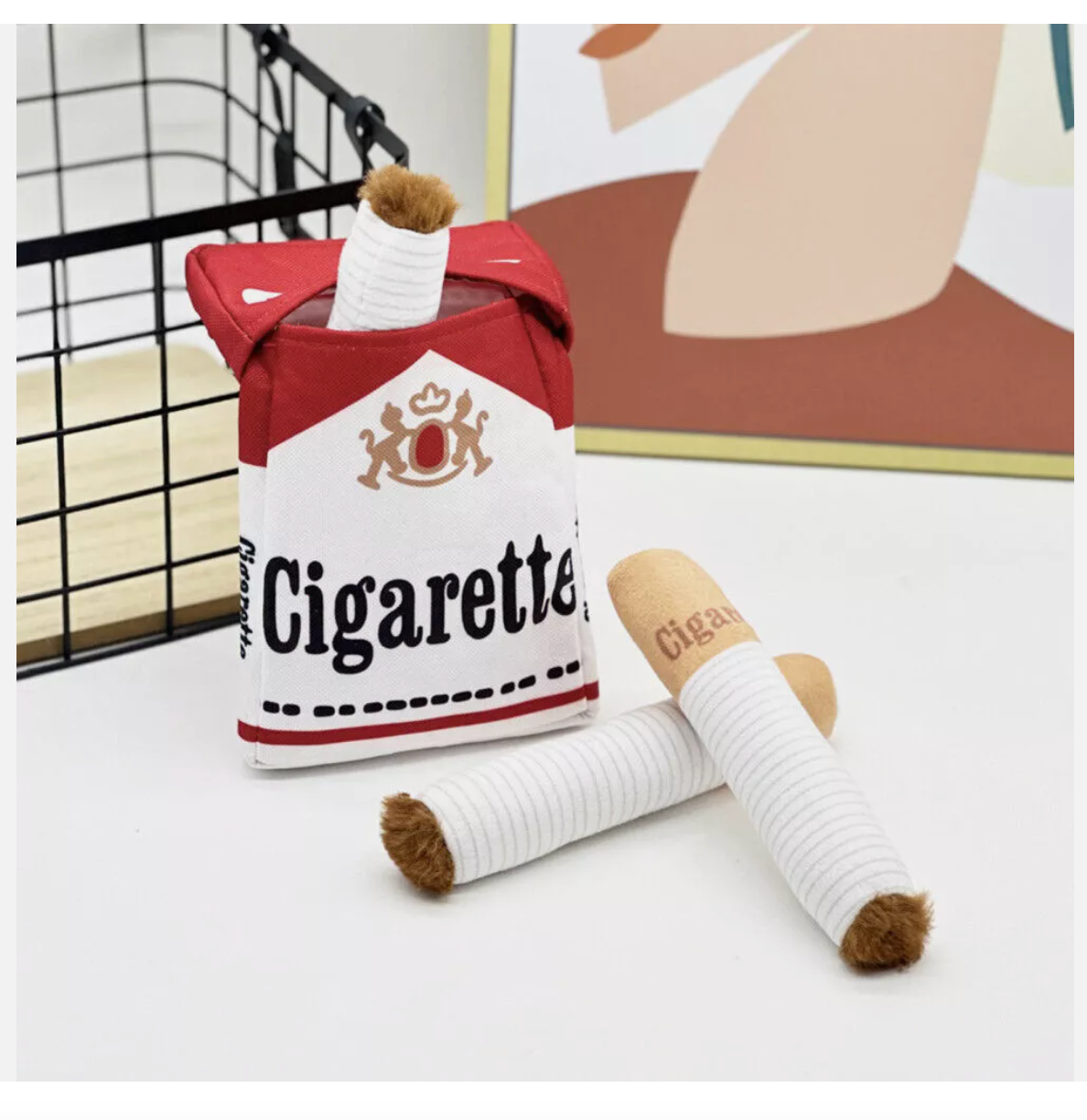 Giggles Interactive Cigarettes Dog Toy Teething Toys Funny Squeaky Cigars Plush