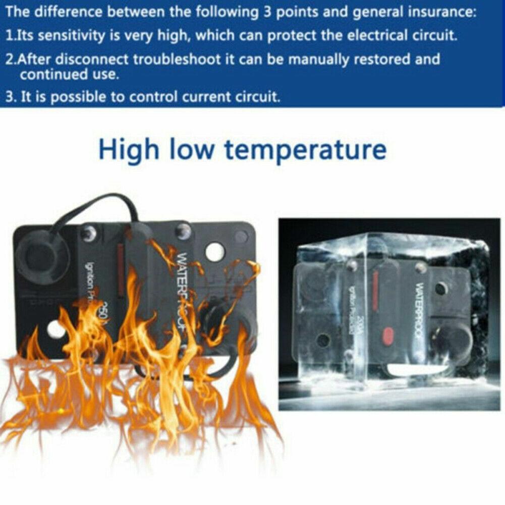 100A Waterproof Car Circuit Breaker Fuse Reset 12V-48V DC Car Boat Auto IP67