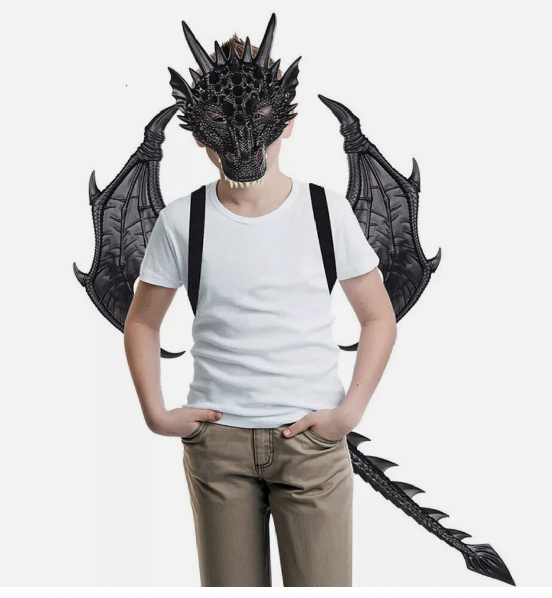 3D Dragon Mask Tail Set Boys Child Halloween Wings Of Fire Costume Book Week