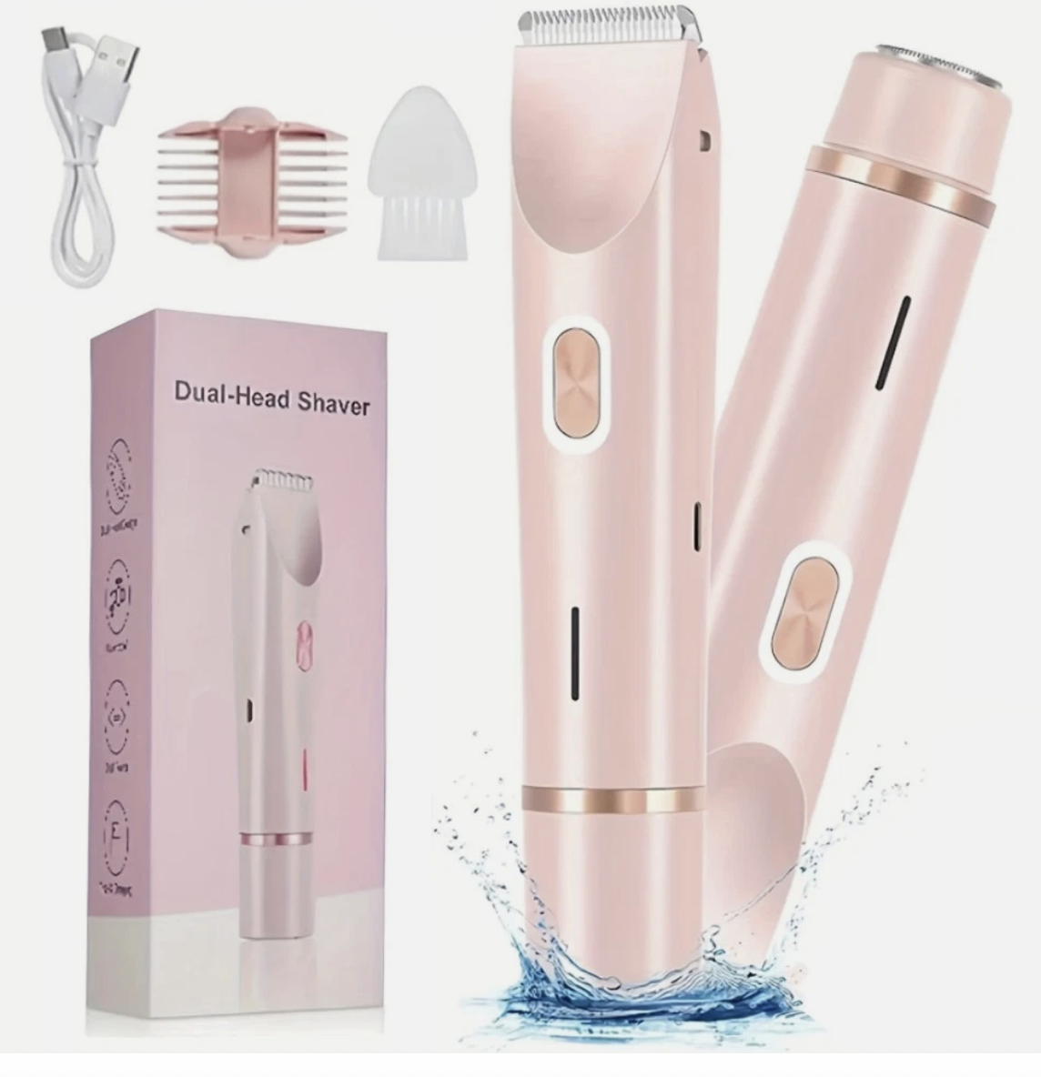 Dual Head Shaver Women, Electric Bikini Trimmer, Wet & Dry Use Hair Removal