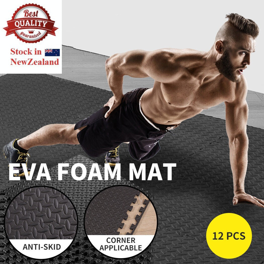 EVA Foam Mat 12Pcs Gym Floor Mats Interlocking Heavy Duty Baby Kids Play