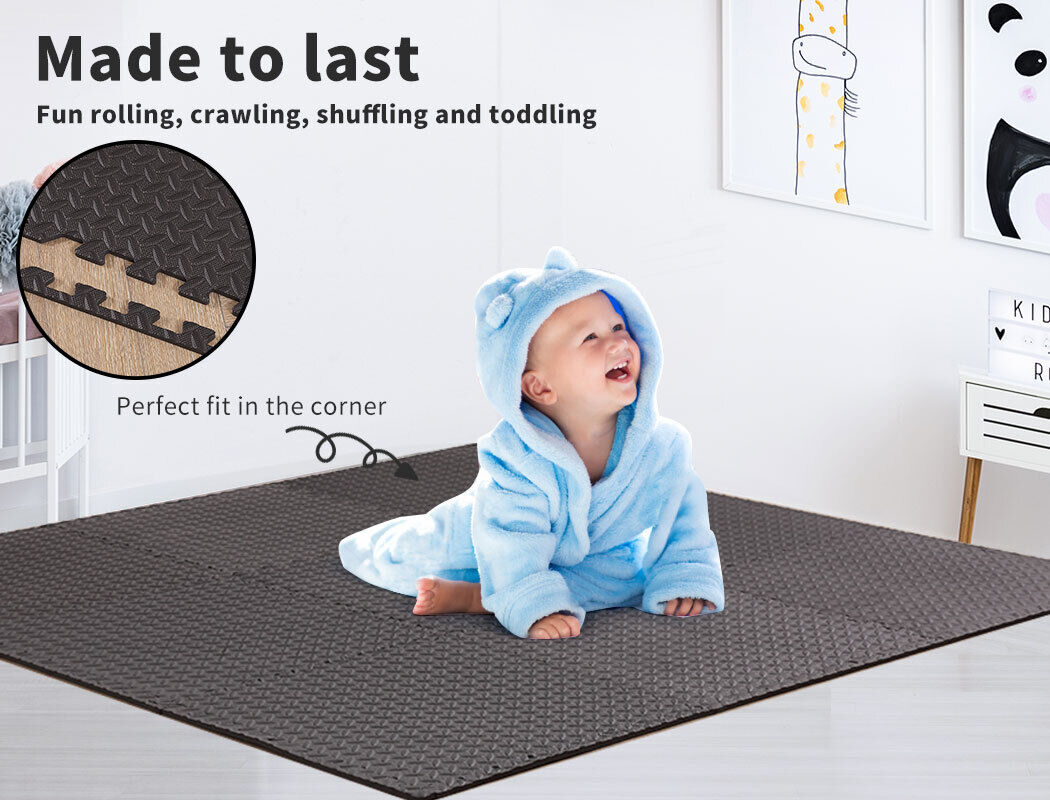 EVA Foam Mat 12Pcs Gym Floor Mats Interlocking Heavy Duty Baby Kids Play