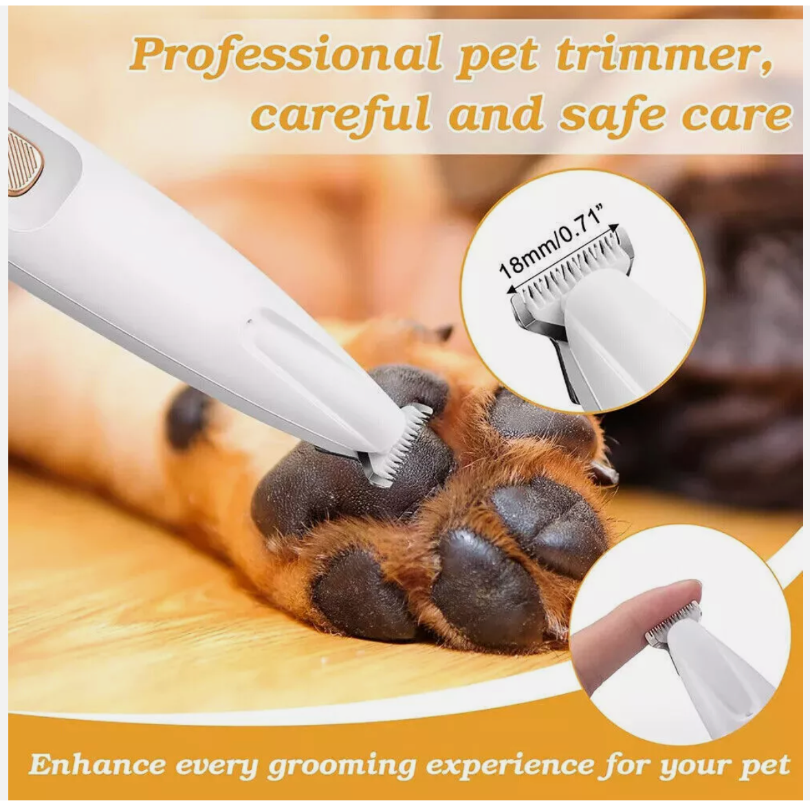 Waterproof Pet Dog Electric Groomer Trimmer LED Pet Foot Hair Cat Dog Paw Shaver