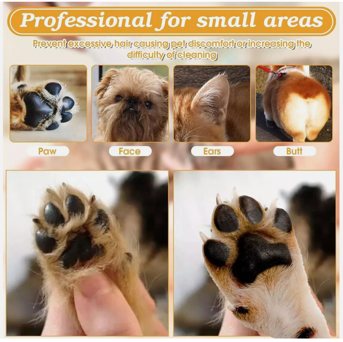 Waterproof Pet Dog Electric Groomer Trimmer LED Pet Foot Hair Cat Dog Paw Shaver