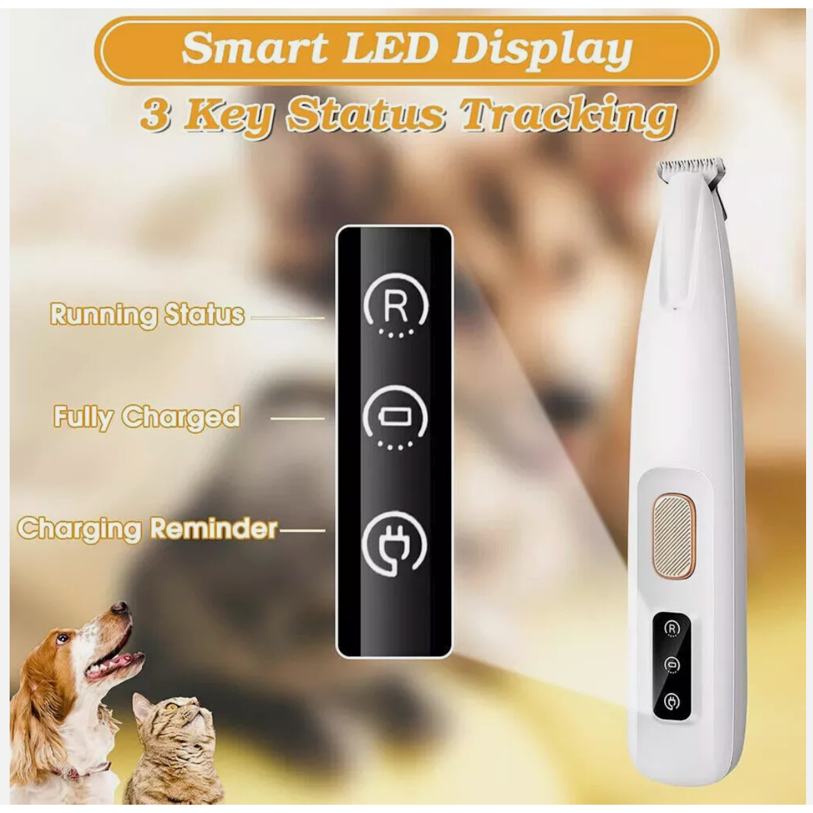 Waterproof Pet Dog Electric Groomer Trimmer LED Pet Foot Hair Cat Dog Paw Shaver