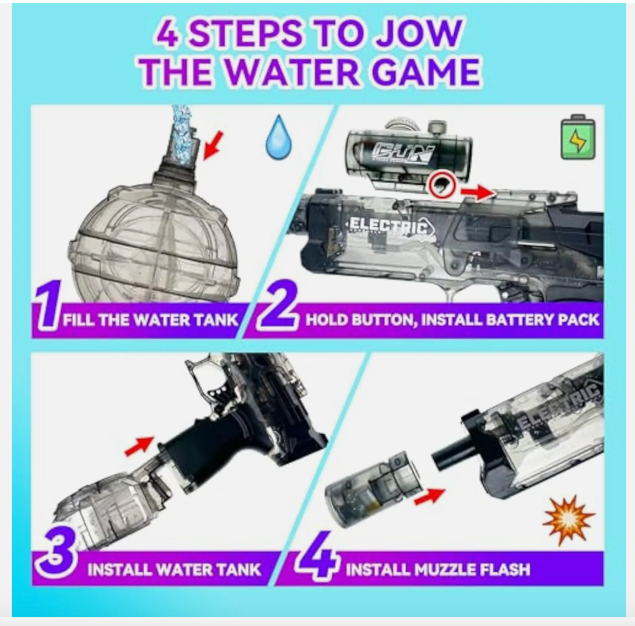 Ultimate Battle Blaster Electric Water Guns with Realistic Gun Muzzle Flame