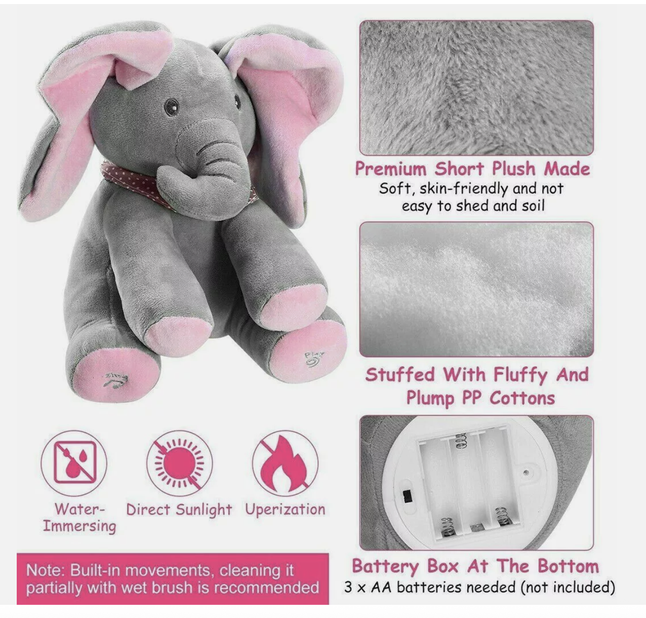 Baby Talking Toy Elephant Soft Plush Doll Singing PP Cotton Musical Stuffed Toys