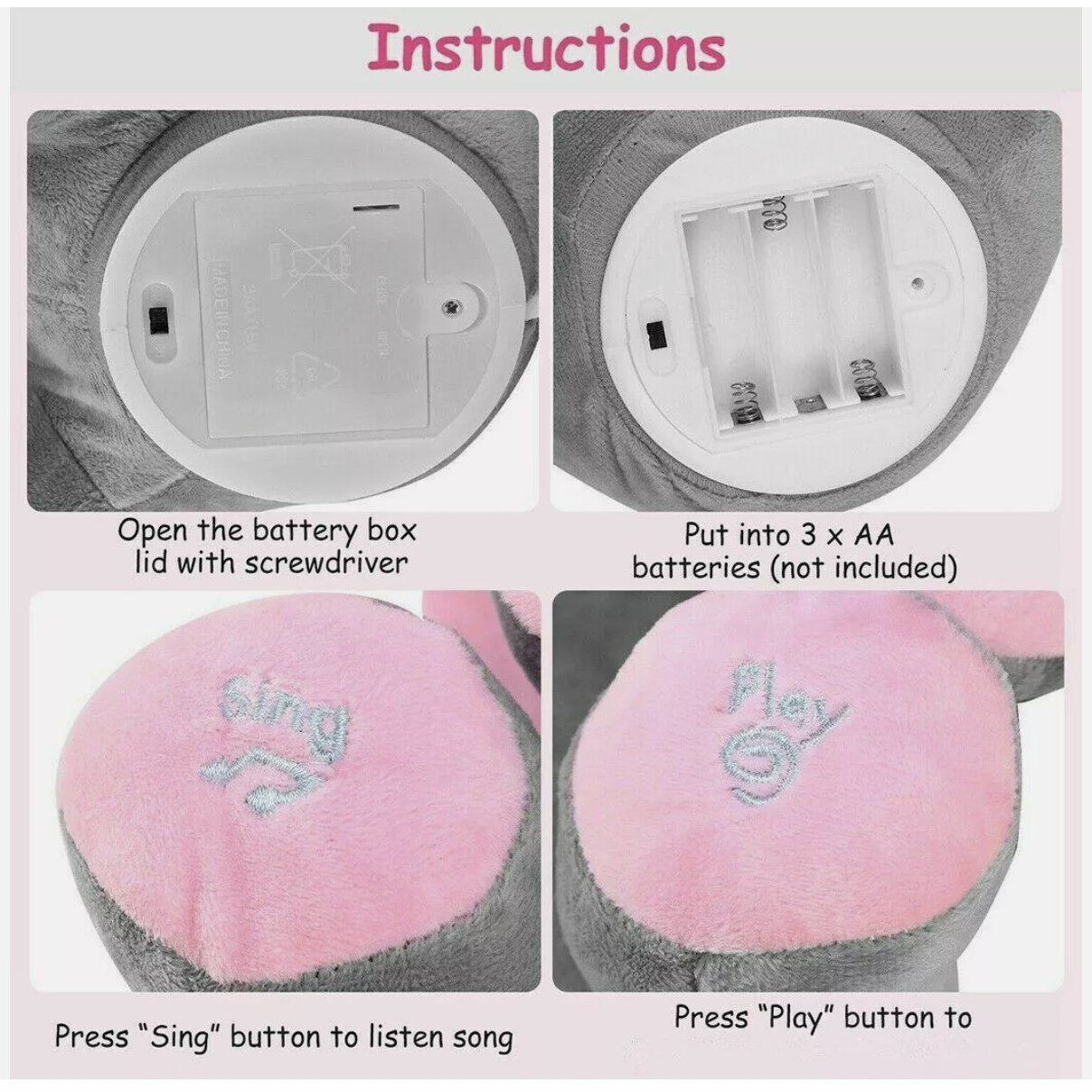 Baby Talking Toy Elephant Soft Plush Doll Singing PP Cotton Musical Stuffed Toys