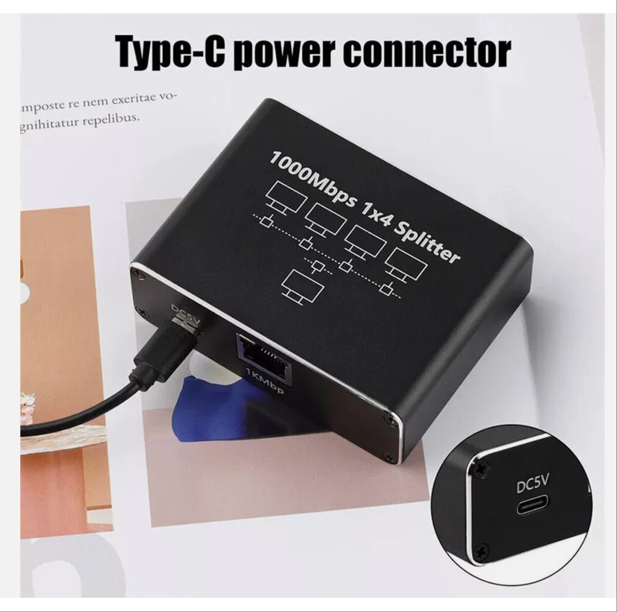 1000Mbps RJ45 Gigabit Ethernet Splitter LAN Network Internet 1 to 4 Out Adapter