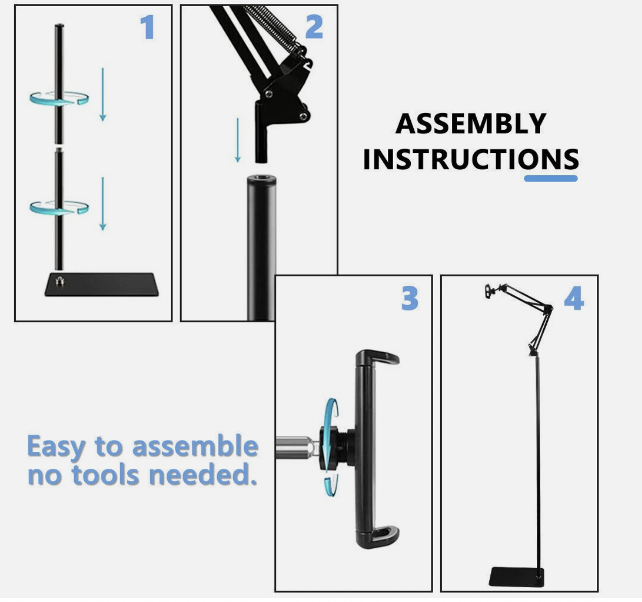 Hands Free Floor Stand Adjustable Bed Clip Holder For Tablet iPad iPhone Switch