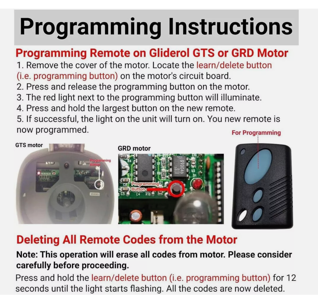 Gliderol TM-305C Garage Door Remote Control 3 Button