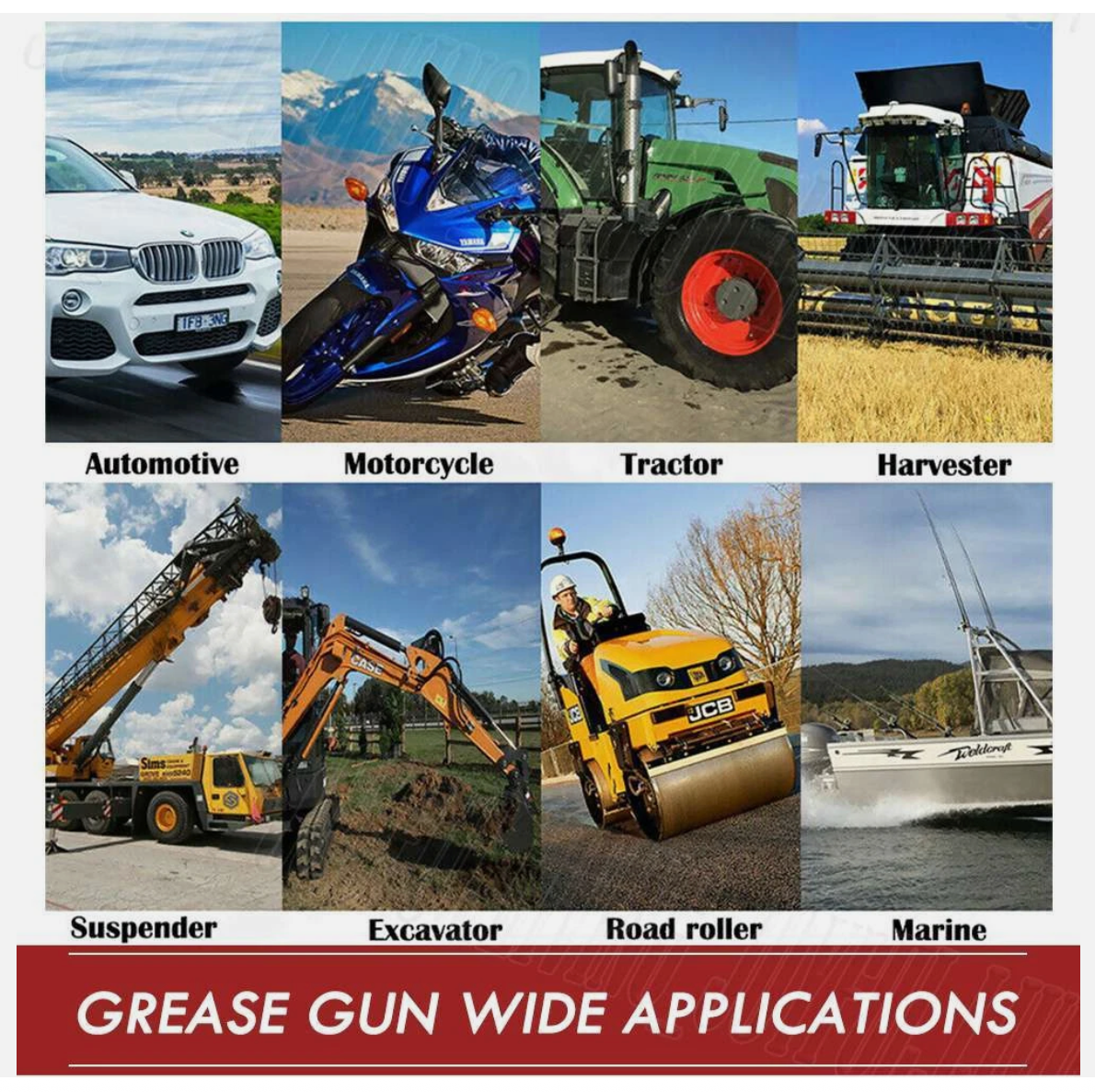 7000PSI Grease Gun Pressure Pistol Grip Dual Flow Flex Hose Industrial Quality