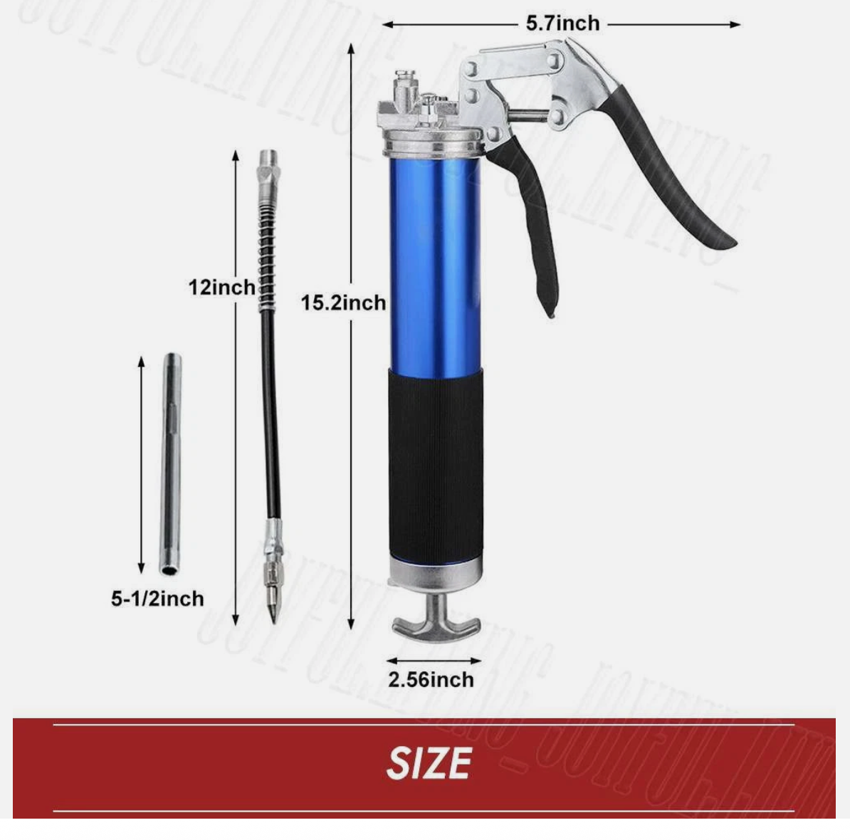 7000PSI Grease Gun Pressure Pistol Grip Dual Flow Flex Hose Industrial Quality