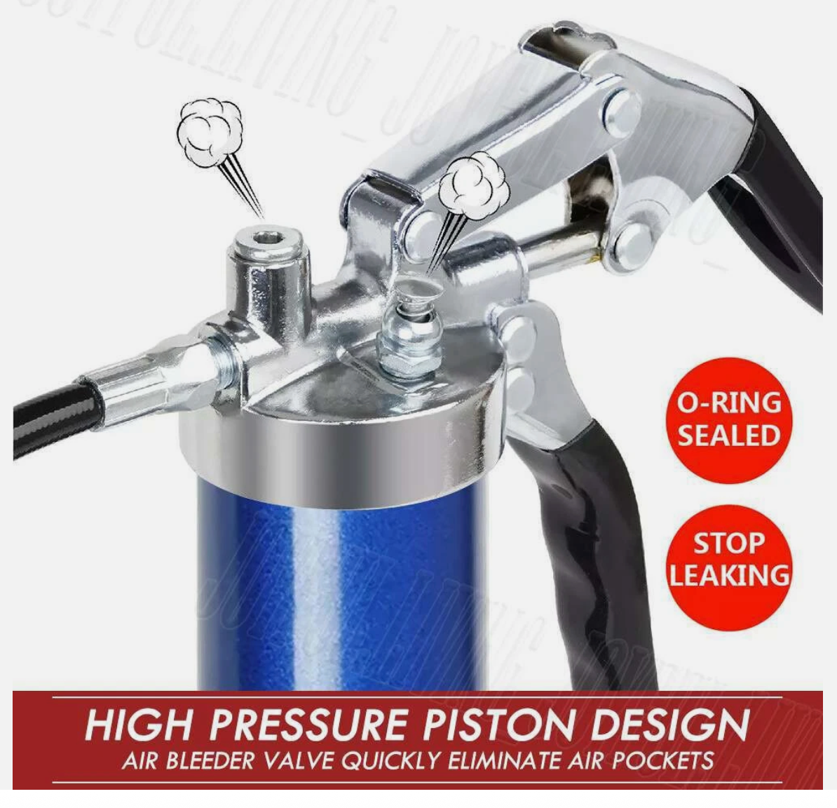 7000PSI Grease Gun Pressure Pistol Grip Dual Flow Flex Hose Industrial Quality
