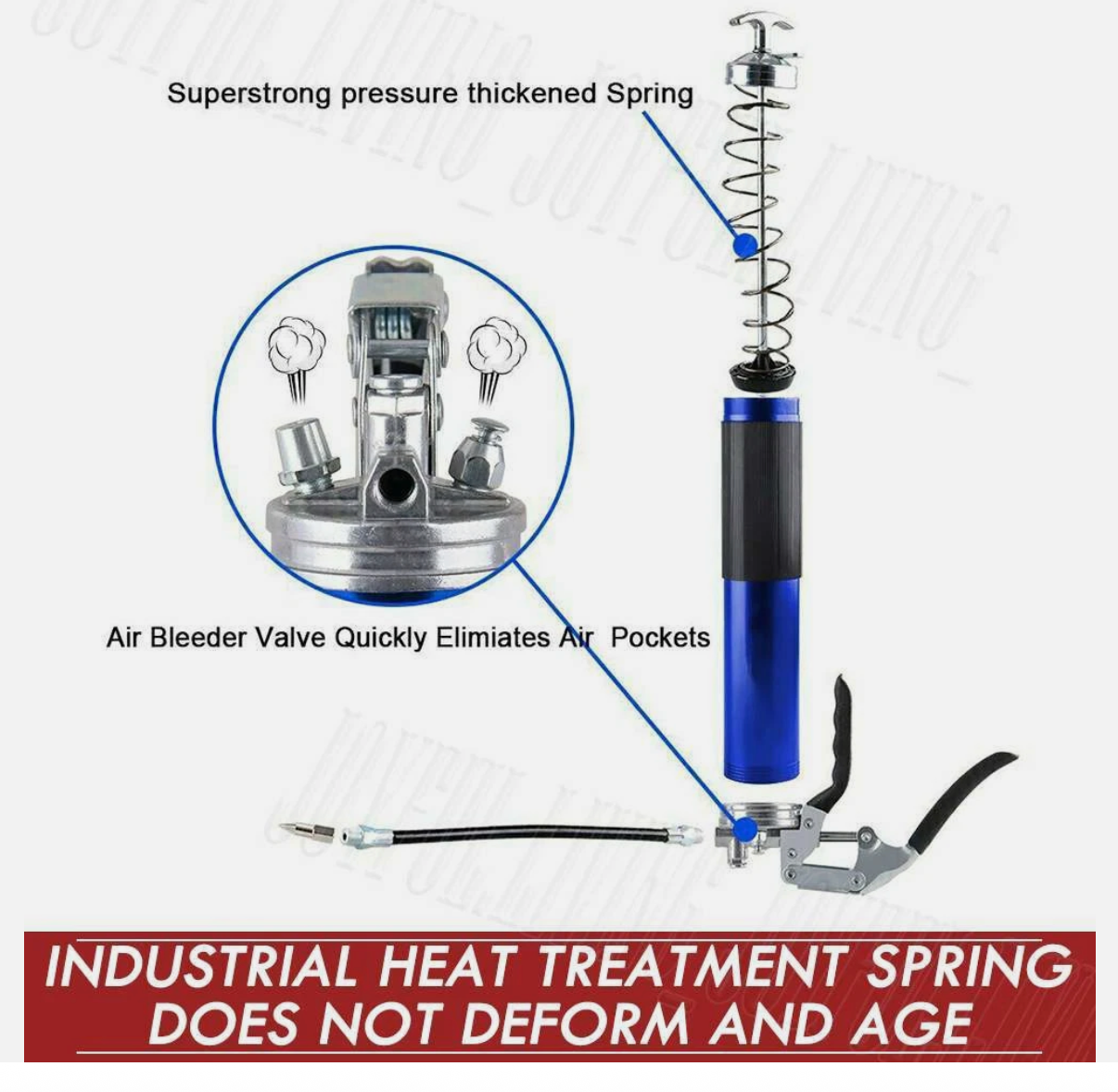 7000PSI Grease Gun Pressure Pistol Grip Dual Flow Flex Hose Industrial Quality